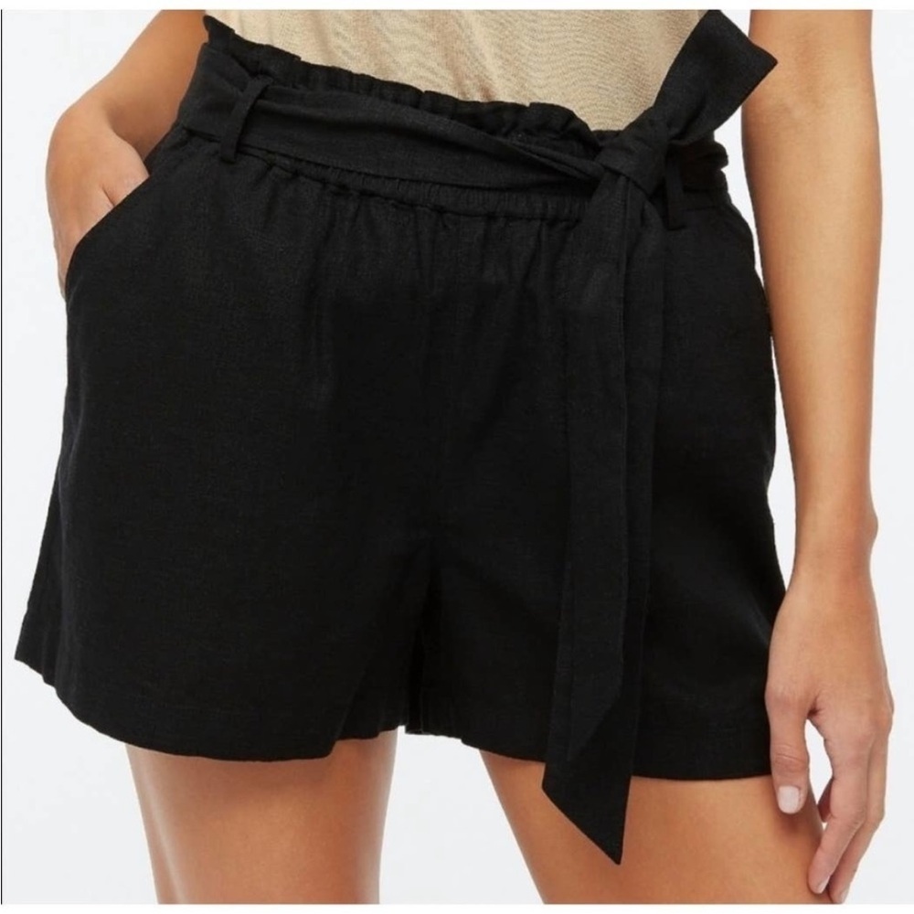 J.Crew Black High Waisted Linen Blend Shorts
